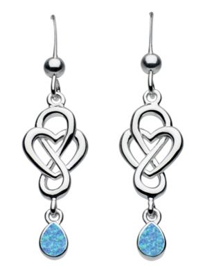 Sterling silver celtic looped drop heart earrings